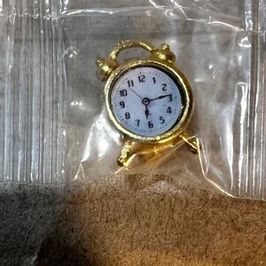 1:12 Miniature Alarm Clock Gold Vintage Style Dollhouse Decor Accessory